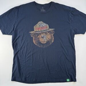 WILD TRIBUTE 4 THE PARKS Smokey Bear Tee Mens XXL Blue Coconino National Forest